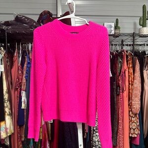 NWT 100% AQUA CASHMERE NEON PINK SWEATER
